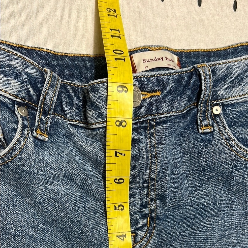 Sunday Best Blue Jean Shorts with Frayed Hem. Size 29 - Picture 6 of 10